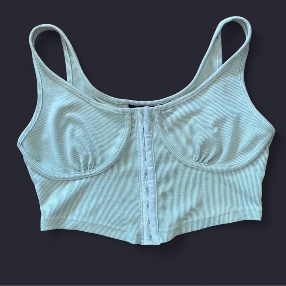 SHEIN Mint Green Ribbed Crop Top